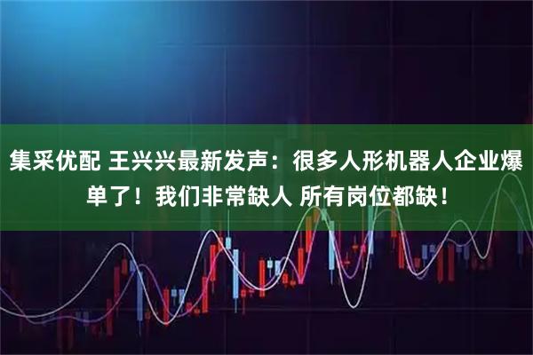 集采优配 王兴兴最新发声:很多人形机器人企业爆单了!我们非常缺人 所有岗位都缺!