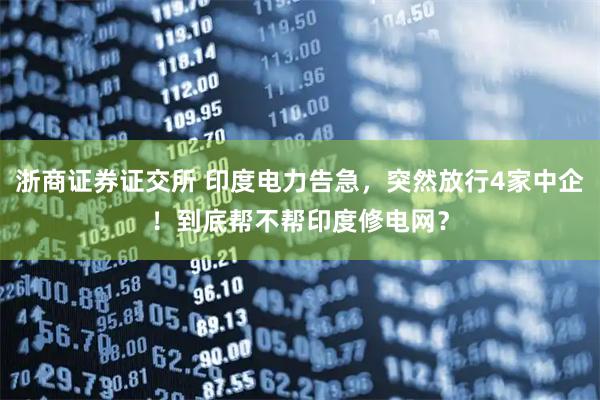 浙商证券证交所 印度电力告急,突然放行4家中企!到底帮不帮印度修电网?